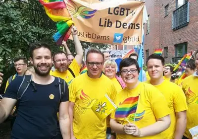 Image courtesy of http://www.northwestlibdems.org.uk/2017/08/fabulous-weekend-at-manchester-pride/ Liberal Democrats at Manchester Pride 2017