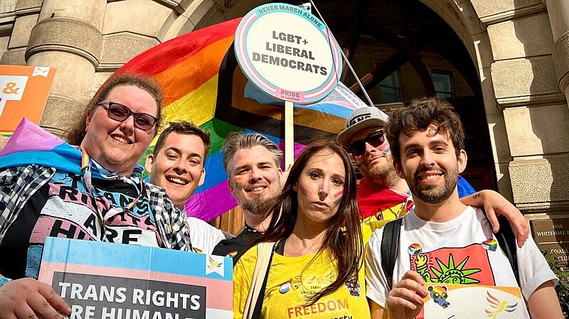 Executive Members outside the National Liberal Club at Pride in London 2023