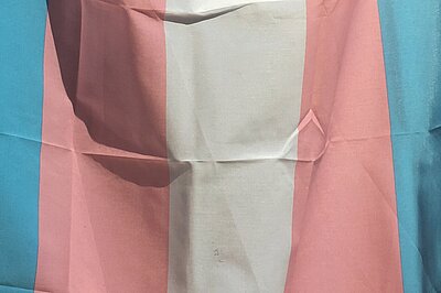 blue, pink and white trans flag