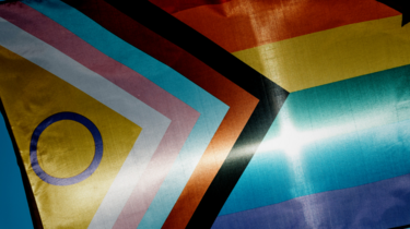 Backlit intersex-inclusive progress pride flag